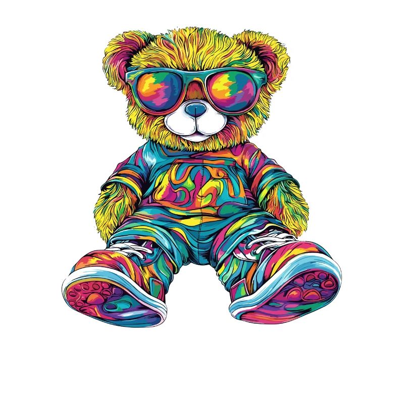 Bunter Bären-Teddy mit Sonnenbrille