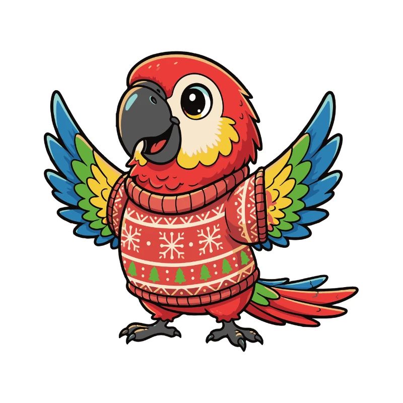 Perroquet de Noël coloré en pull