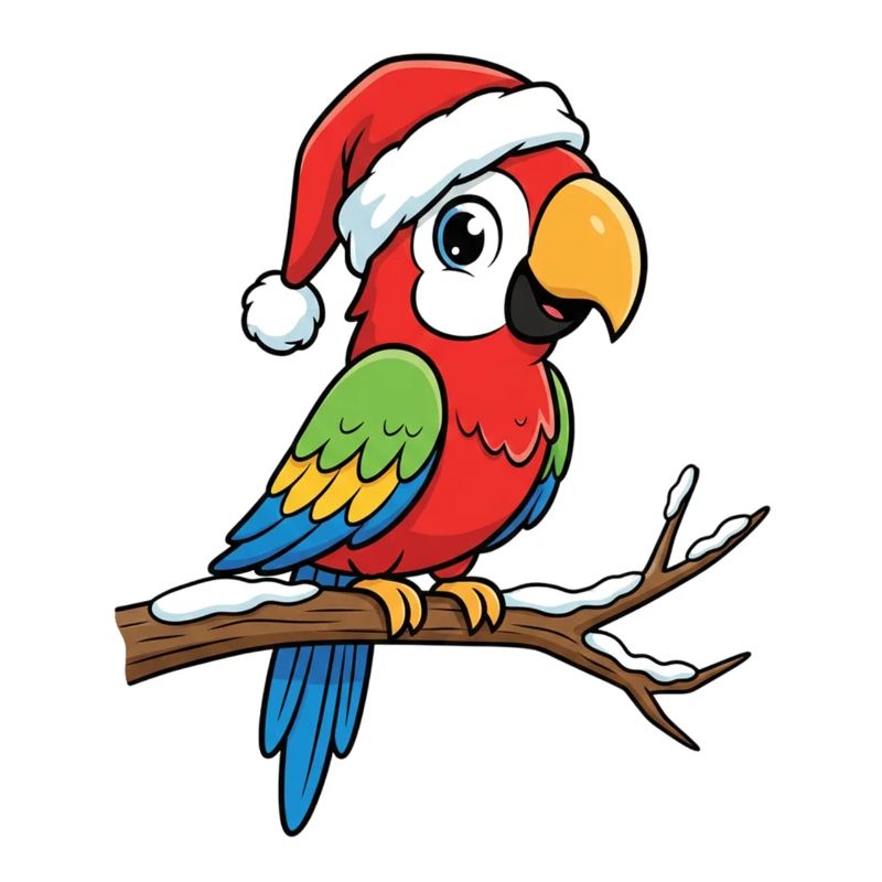 Weihnachtsparrot auf Ast