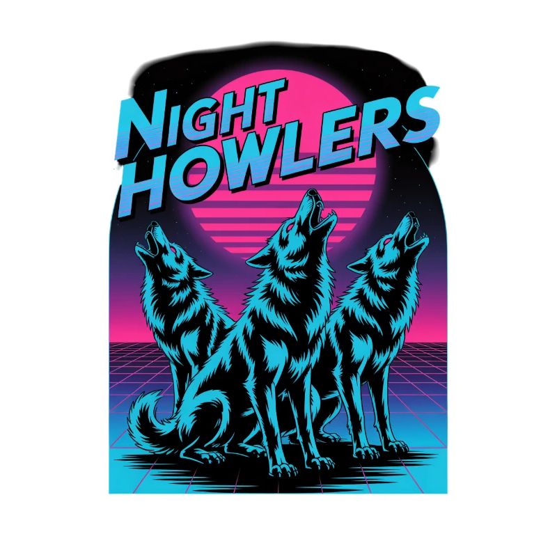 Night Howlers Retro Wolf Pack Moonlit Night