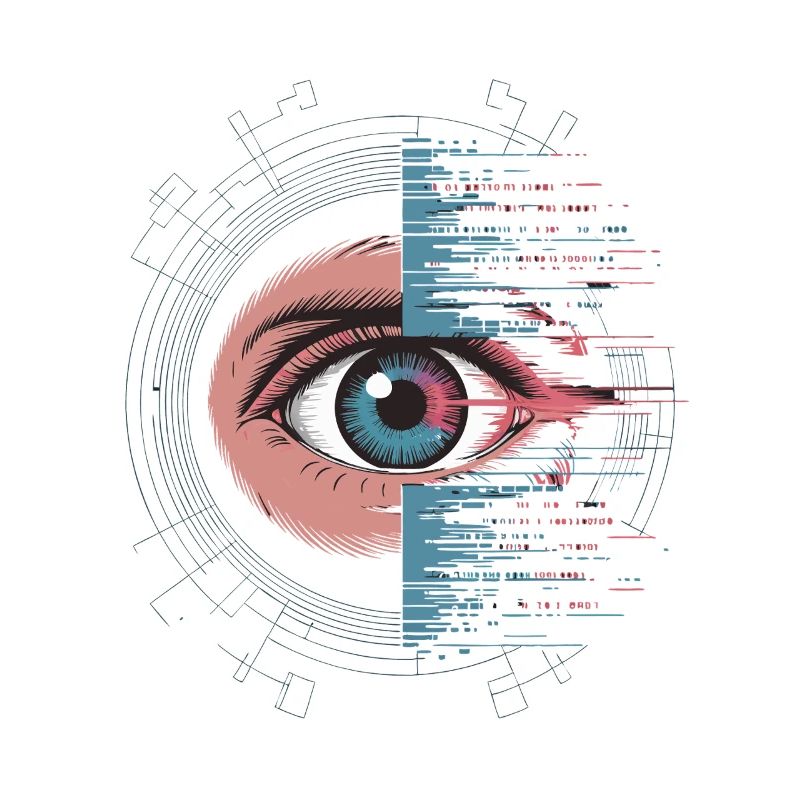 Futuristic eye with glitch effect