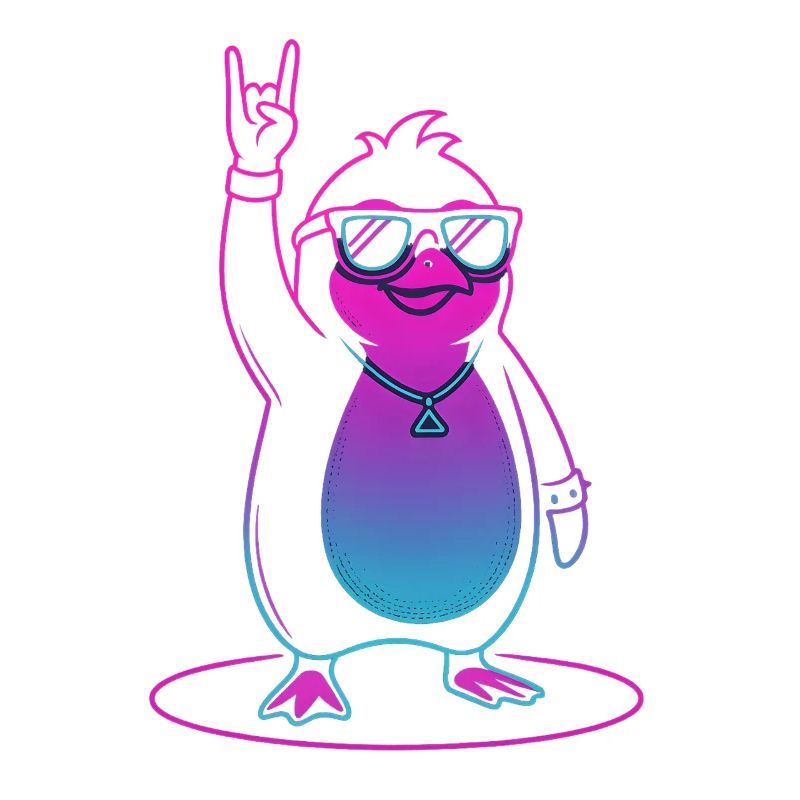 Cooler Rock Pinguin mit Sonnenbrille