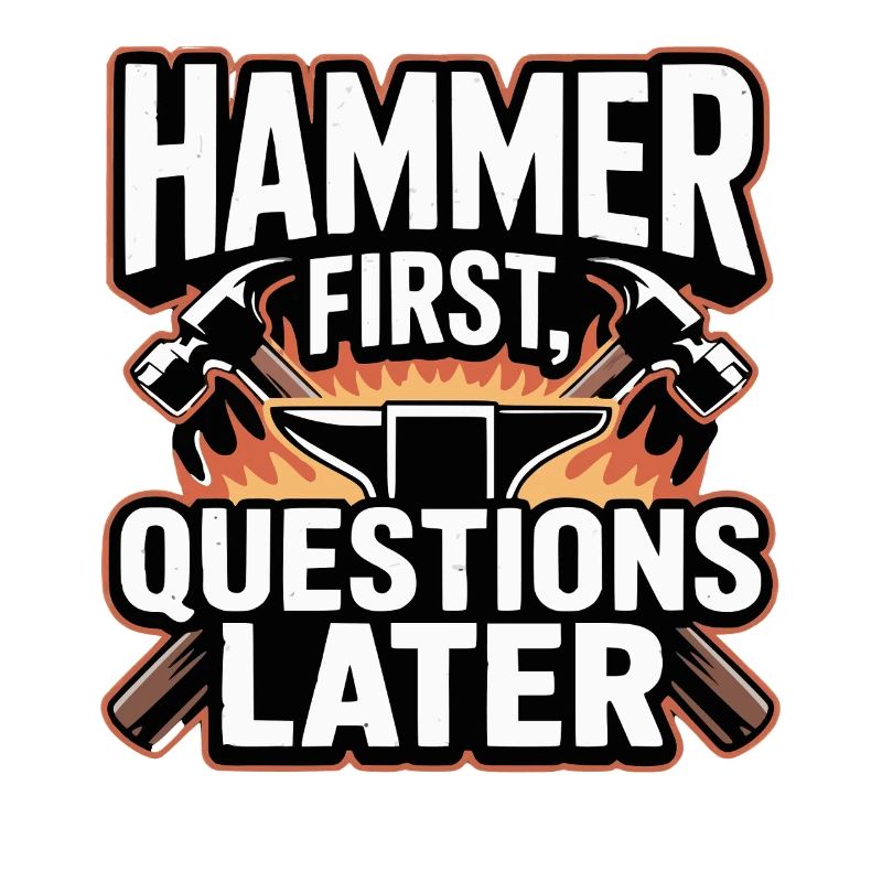 Hammer First Questions Later Blacksmith Saying