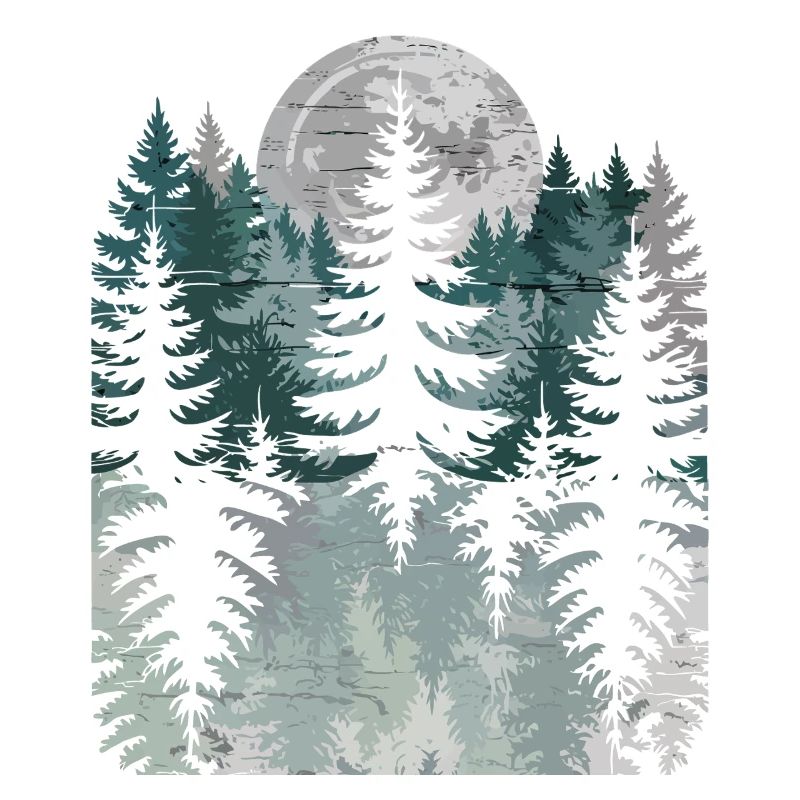 Night Forest Silhouette with Moon