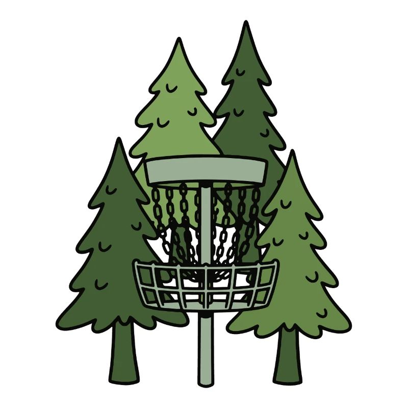 Forest Disc Golf Basket Funny Disc Golfing Scene