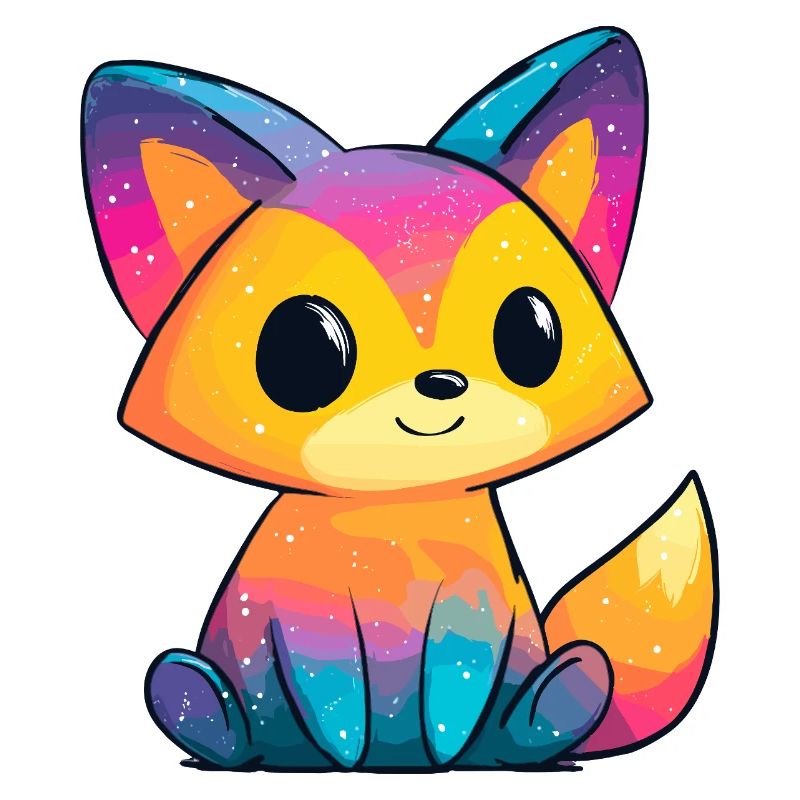 Rainbow Fox Cartoon