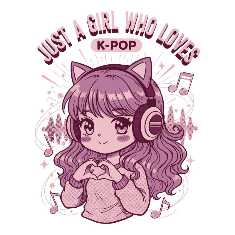 Juste une fille qui adore le K-pop, anime mignon, pop coréenne