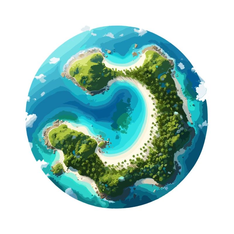 Île circulaire tropicale dans l’océan