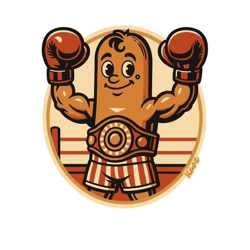 Boxende Boxer Wurst Figur mit Boxhandschuhen