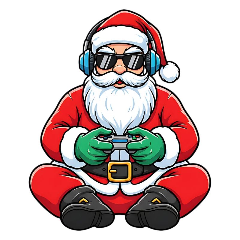Gamer Weihnachtsmann Spielt Videospiel-Controller