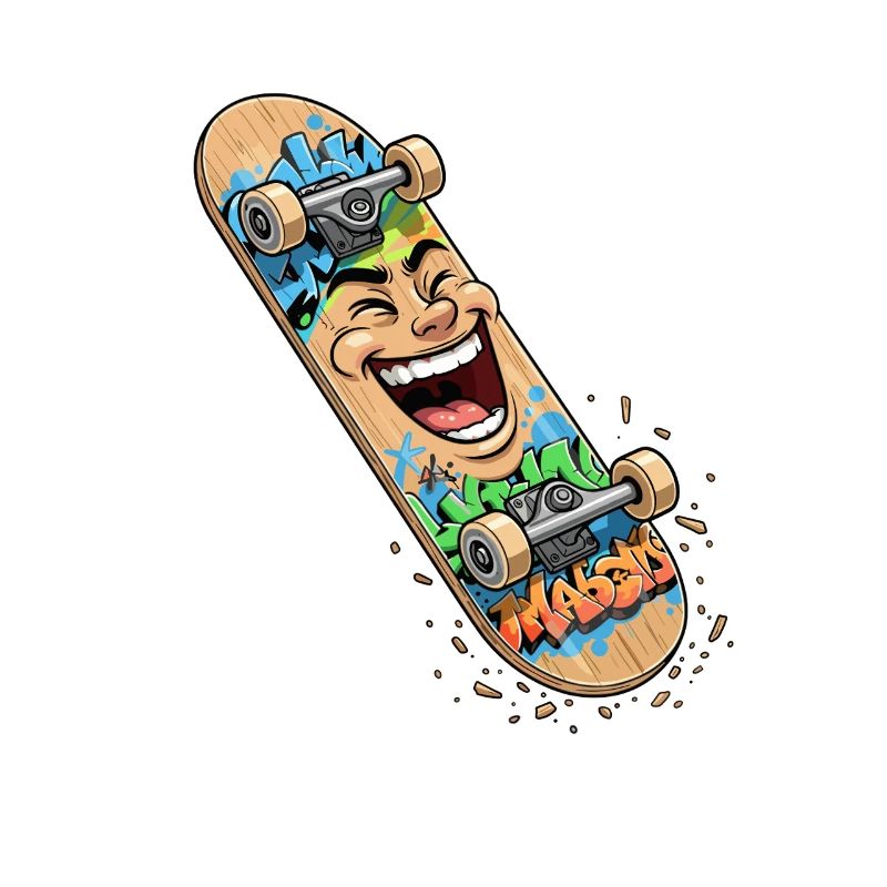 Lachender Skateboard Graffiti