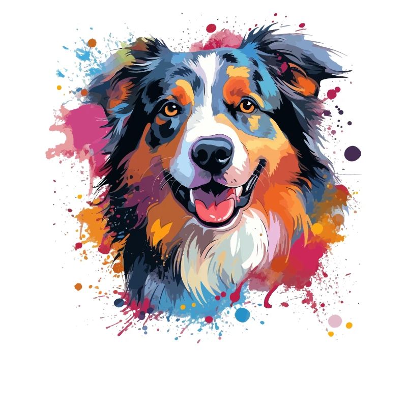 Australian Shepherd Bunte Hunde-Splash-Kunst