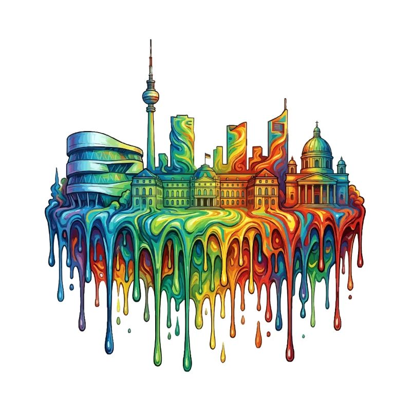 Stuttgart with colourful gradient