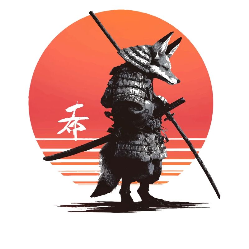 Samurai Fox Warrior at Sunset