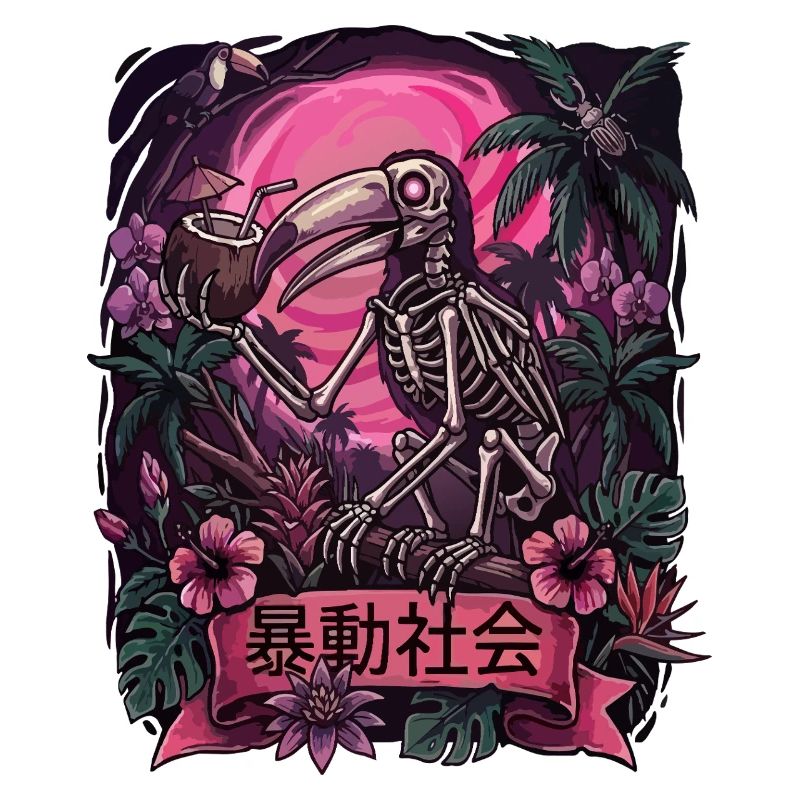 Neon Jungle Skeleton Parrot