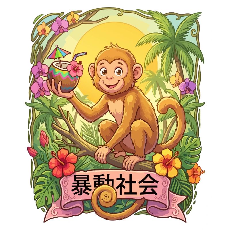 Tropical Monkey Sip on Paradise