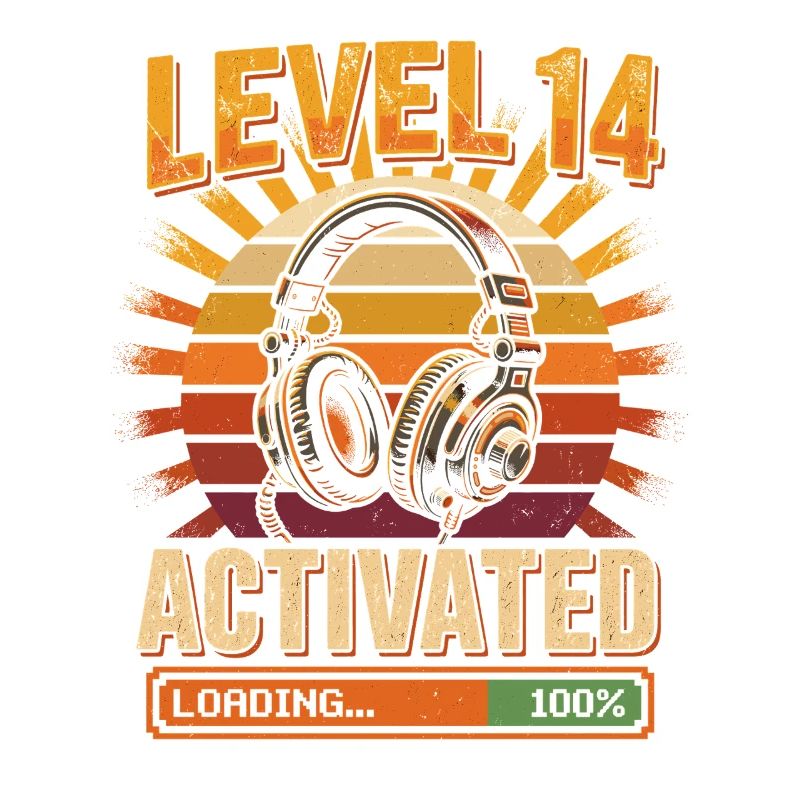 Level 14 Aktiviert Kopfhörer Retro