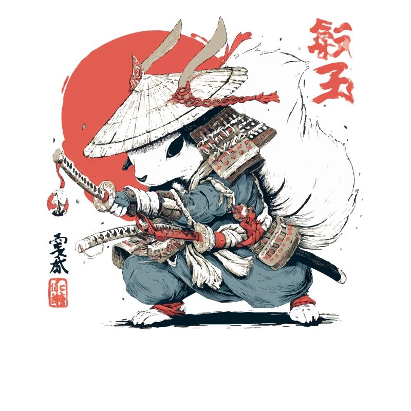 Samurai-Eichhörnchen, japanischer Krieger, Ukiyo-e-Stil Su