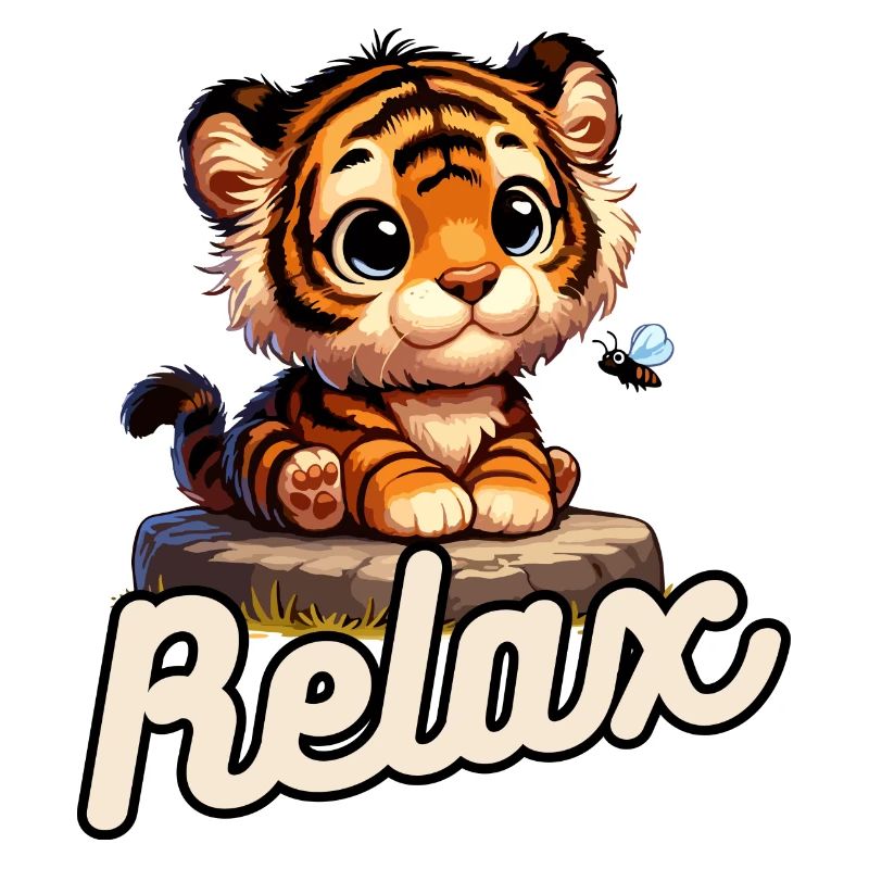 Bébé tigre mignon avec une guêpe et détendez-vous