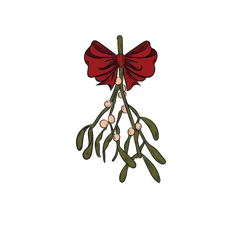 Mistletoe with a red bow, holidays, christmas