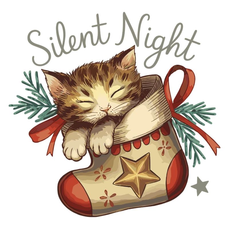 Douce nuit – Chaton en bas de Noël