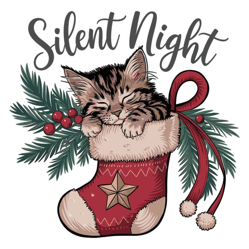 Douce nuit – Chaton en bas de Noël