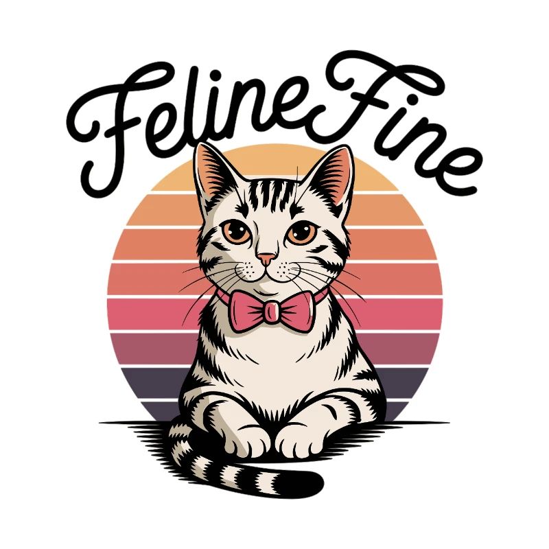 Feline Fine – Chat Sunset Rétro