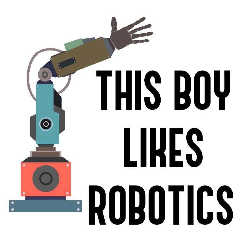 Junge mag Roboter Nette Robotik Technik