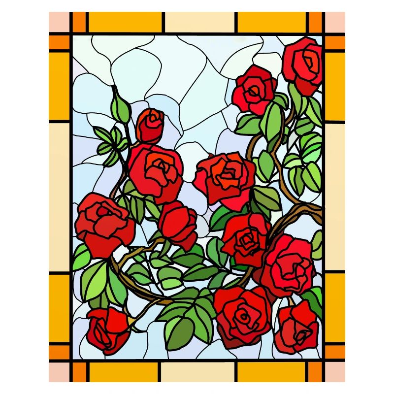 Glasmalerei Rosen