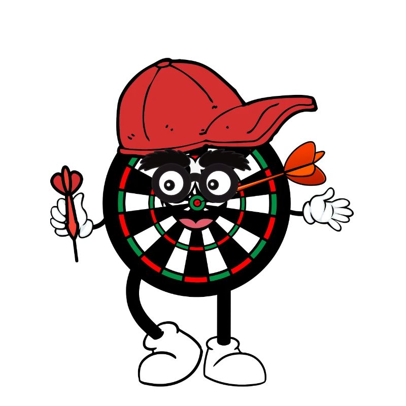 Dartboard with cap and dart arrow comic disc