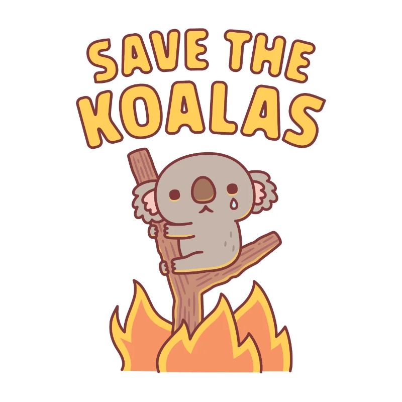 Sad Koala Caught In Bushfire, Save The Koalas