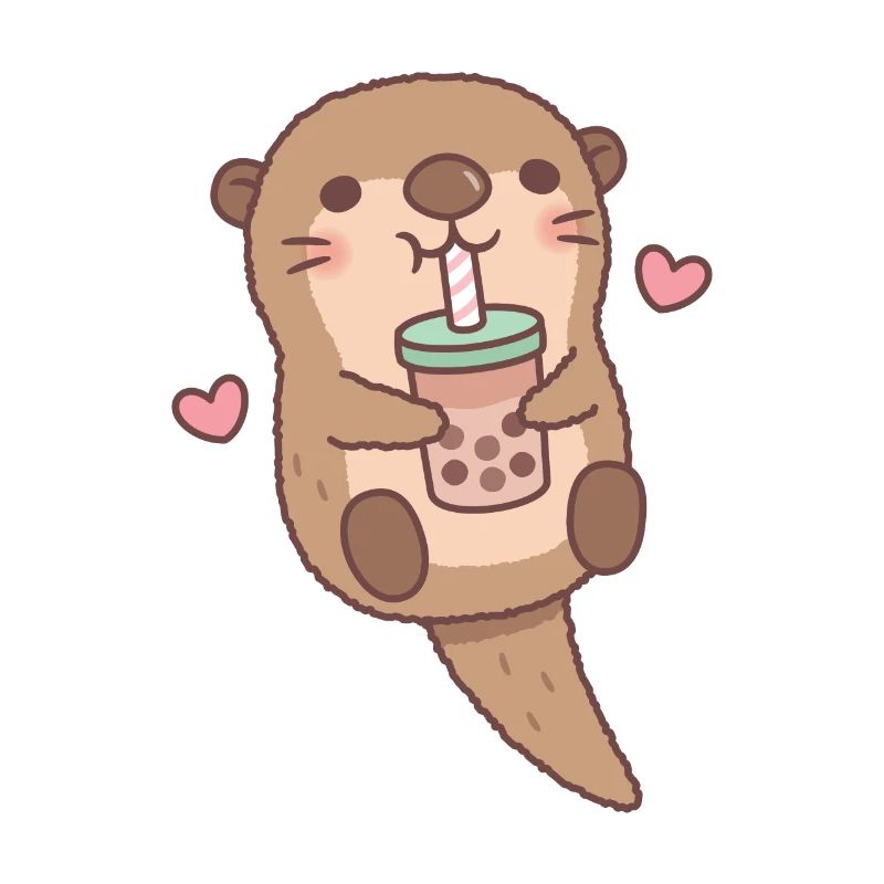 Süßer kleiner Otter liebt Bubble Tea