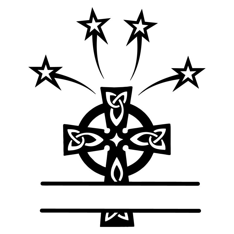 Celtic cross monogram with four stars