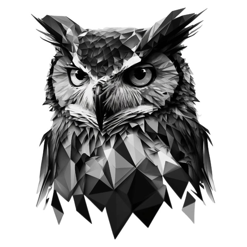Polygon-Eule in Schwarz-Weiß – Vogelkunst