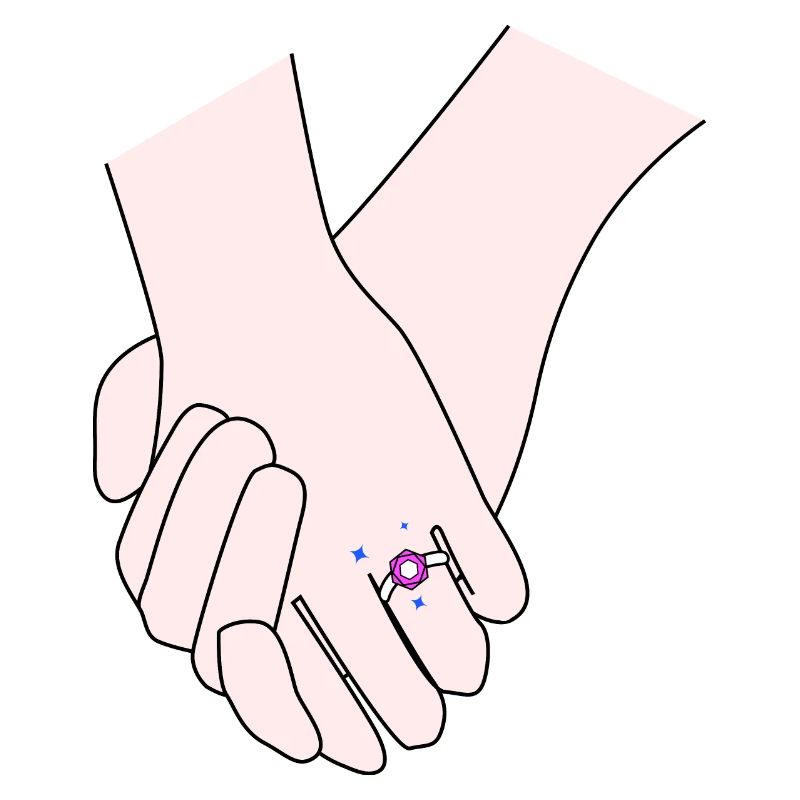 holding hands weddign day