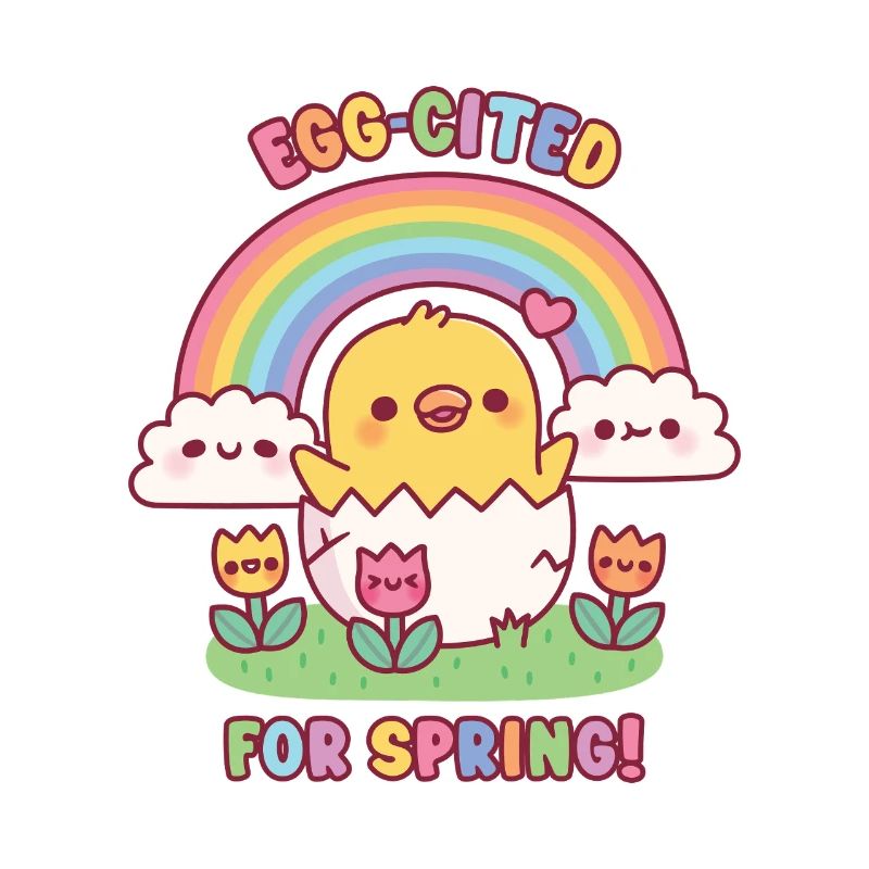 Cute Chick Tulips And Rainbow Egg-cited For Spring
