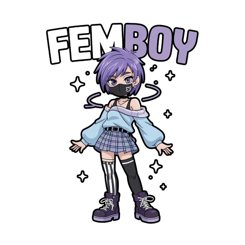 Femboy in emo look with glitter