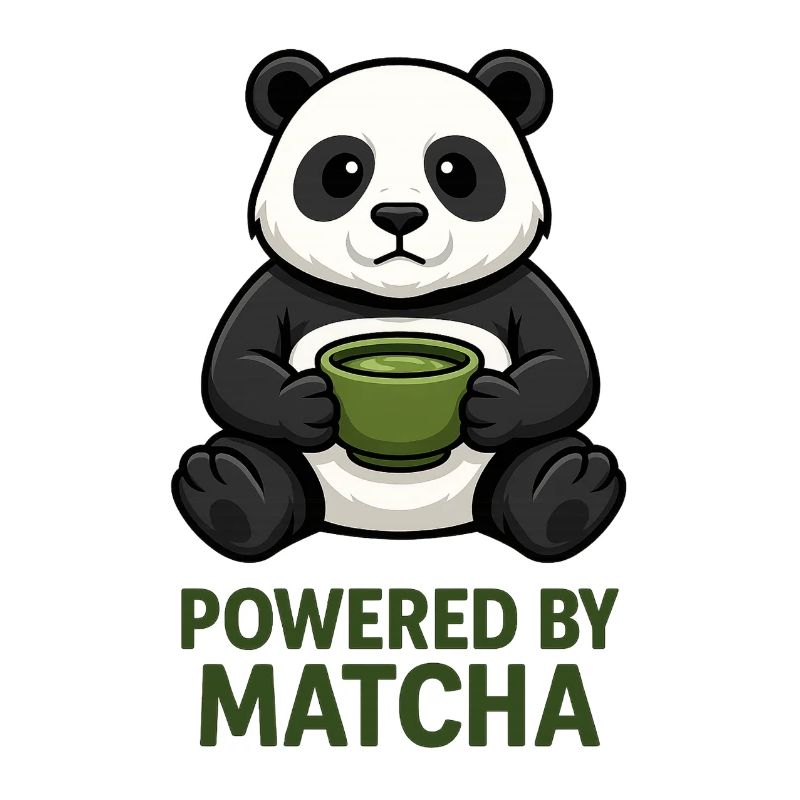 Panda avec tasse de matcha