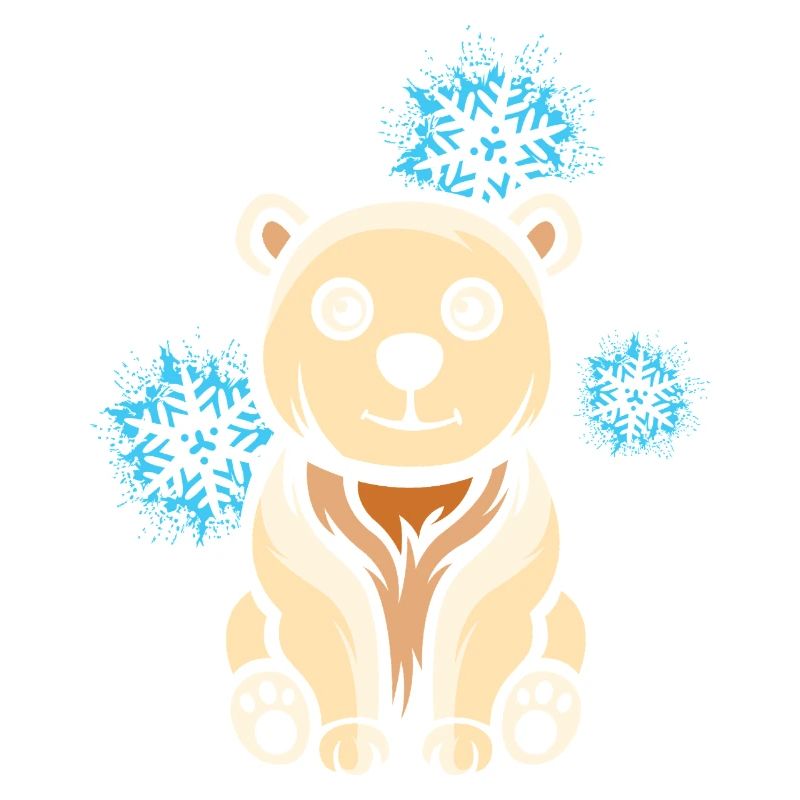 Cartoon Eisbär mit Schneeflocken