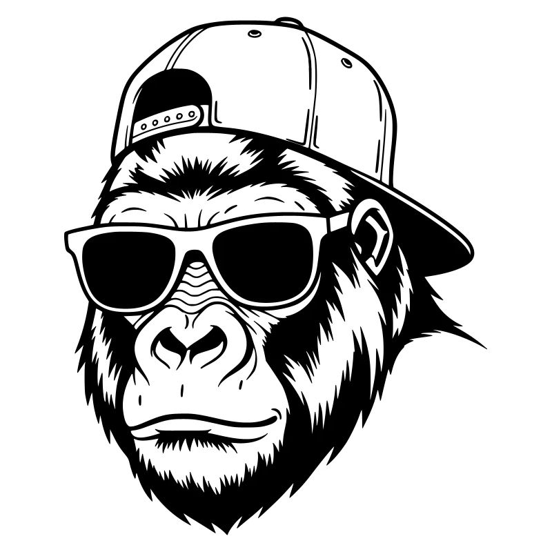 Cool gorilla with cap and sunglasses