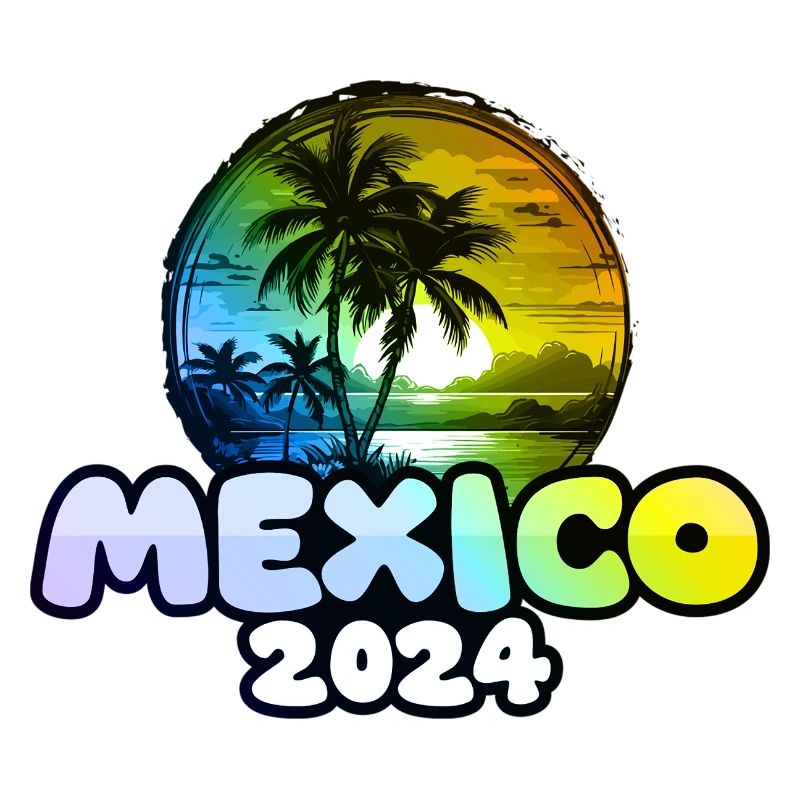 Mexico 2024 Palm Trees Multicolored