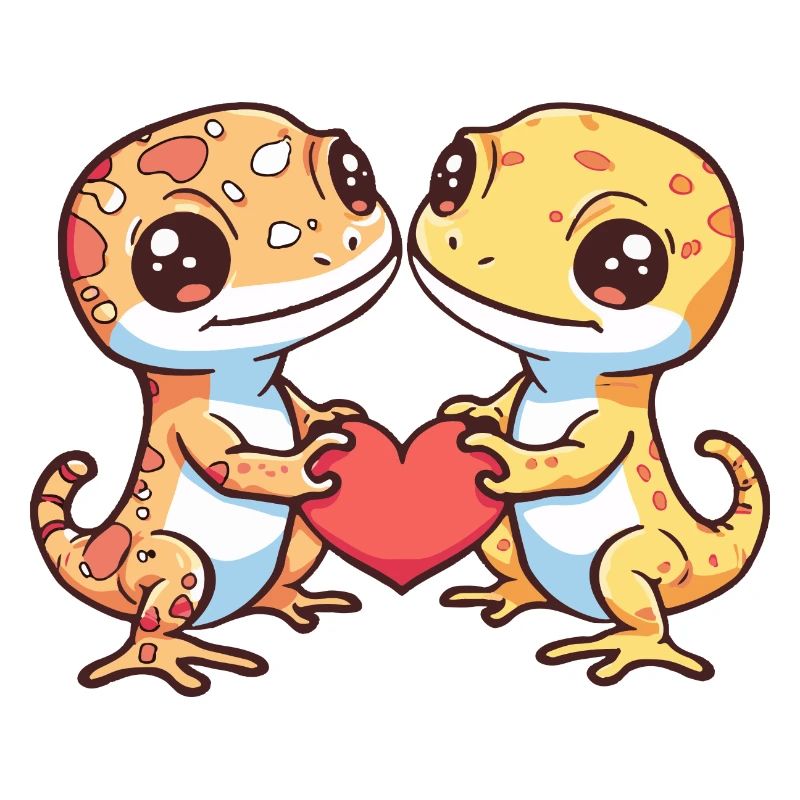 Echse Paar Verliebt Gecko Eidechse Valentinstag