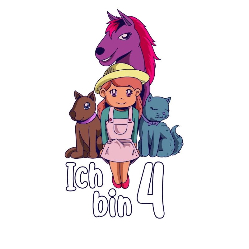 Geburtstagsshirt Bauernhof - 4 Geburtstag Mädchen