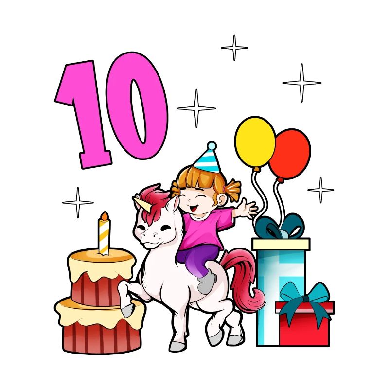 Mit Einhorn - Mädchen Geburtstag 10 Jahre