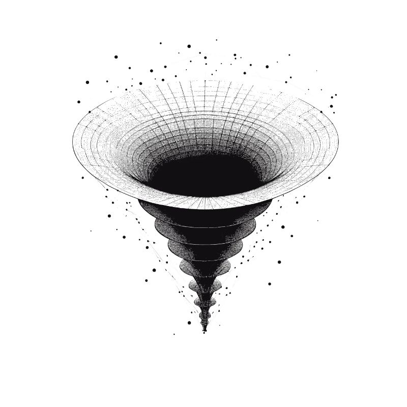 Entonnoir de trou noir dans l’espace