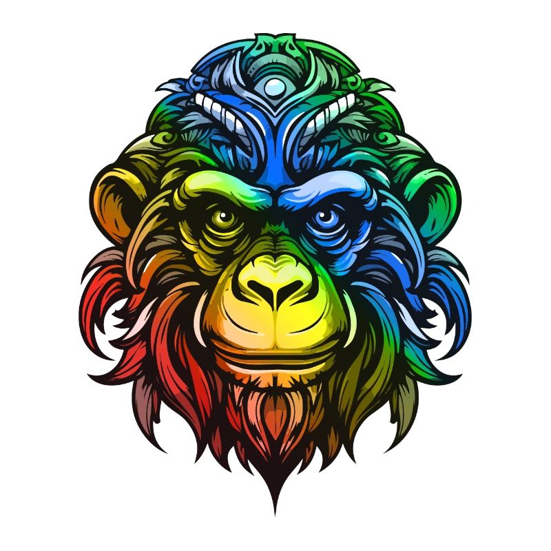 Affe Kopf Bunt