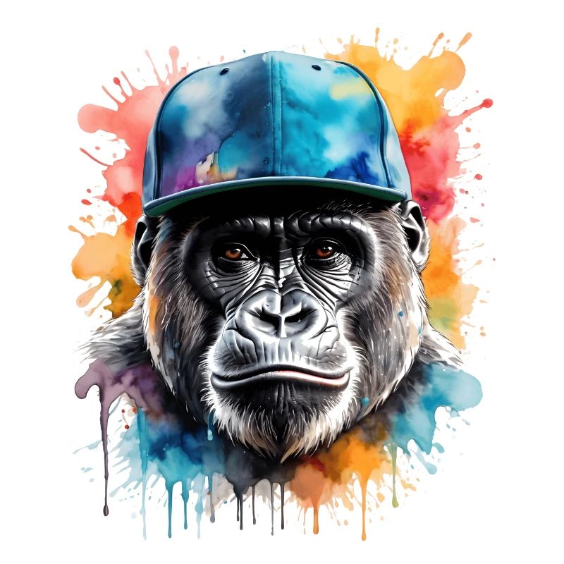 Gorilla Snapback Cap Affe Cool Tier Design Print
