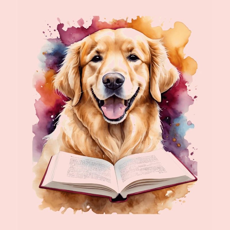 Impression de conception drôle de chien de lecture Golden Retriever