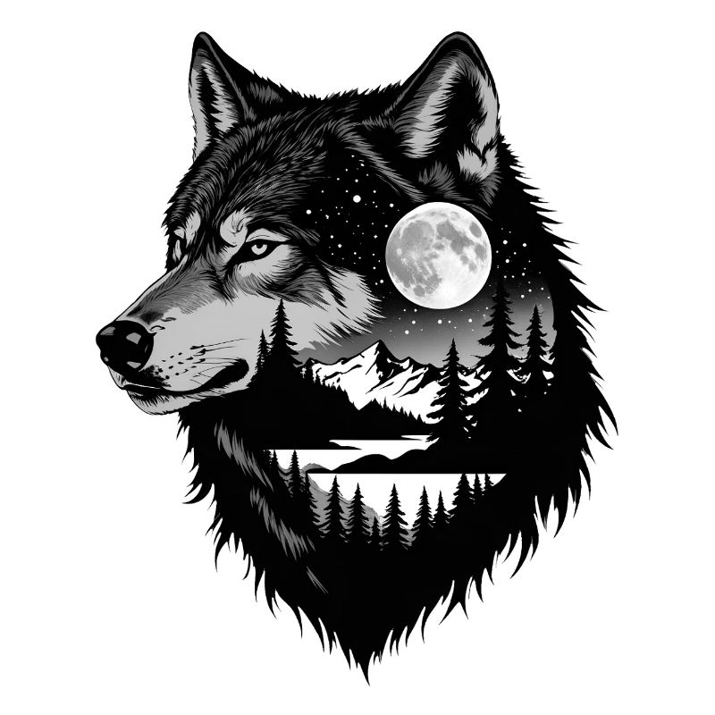Black Wolf Wolf Portrait. Wolf design