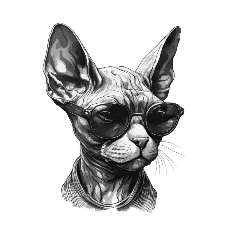 Coole Sphynx Katze mit Sonnenbrille